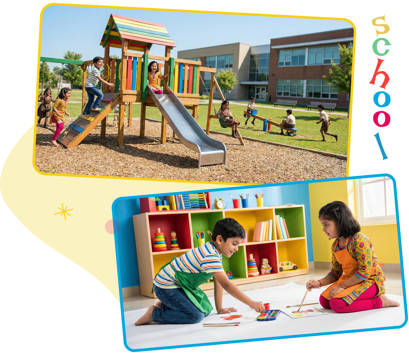 Happy children learning and playing